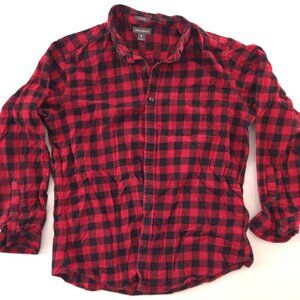 Eddie Bauer Red Black Buffalo Plaid Flannel Shirt Men’s L Relaxed Fit